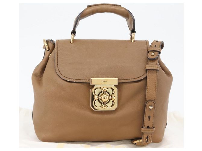 Chloé Borsa a mano in pelle Chloe Elise 2 in 1 marrone oro Auth BA10748 D'oro - vista 12