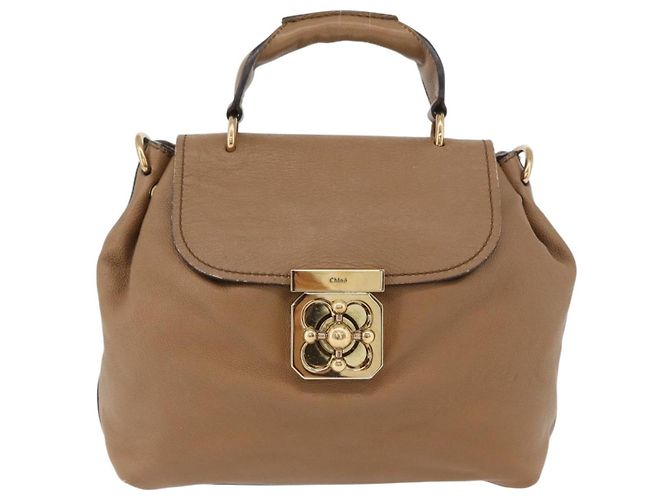 Chloé Borsa a mano in pelle Chloe Elise 2 in 1 marrone oro Auth BA10748 D'oro - vista 13