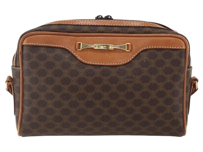 Céline Borsa a Spalla in Tela Macadam CELINE in Pelle PVC Marrone Oro Auth ti3696 D'oro - vista 13