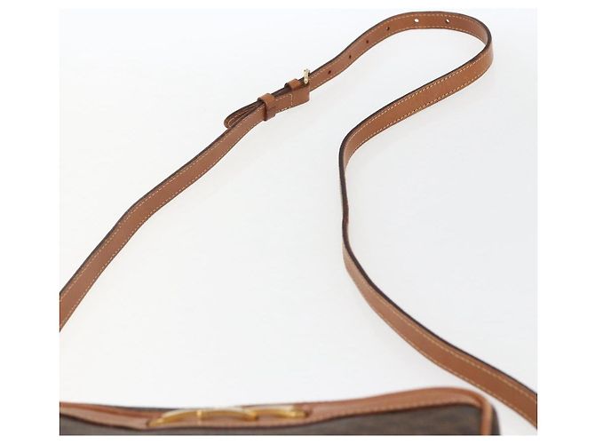 Céline Borsa a Spalla in Tela Macadam CELINE in Pelle PVC Marrone Oro Auth ti3696 D'oro - vista 14