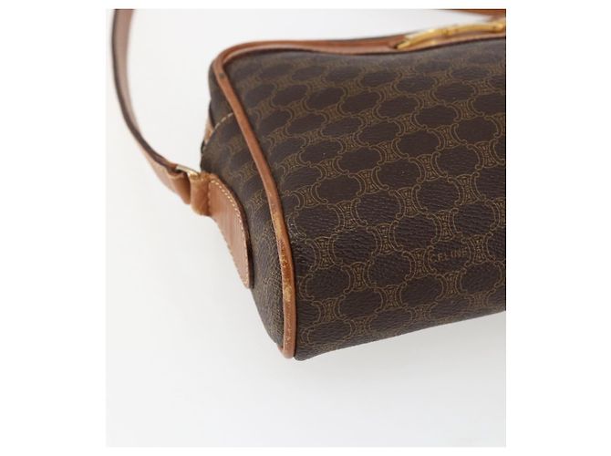 Céline Borsa a Spalla in Tela Macadam CELINE in Pelle PVC Marrone Oro Auth ti3696 D'oro - vista 15