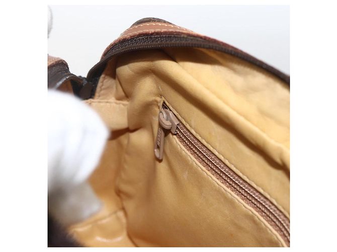 Céline Borsa a Spalla in Tela Macadam CELINE in Pelle PVC Marrone Oro Auth ti3696 D'oro - vista 20