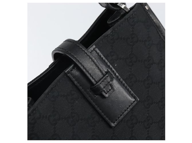 Borsa a mano in tela GG Gucci Nera Argento 110292 Auth hk3496 Nero - vista 10