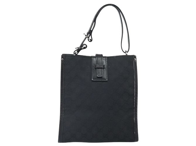 Borsa a mano in tela GG Gucci Nera Argento 110292 Auth hk3496 Nero - vista 13