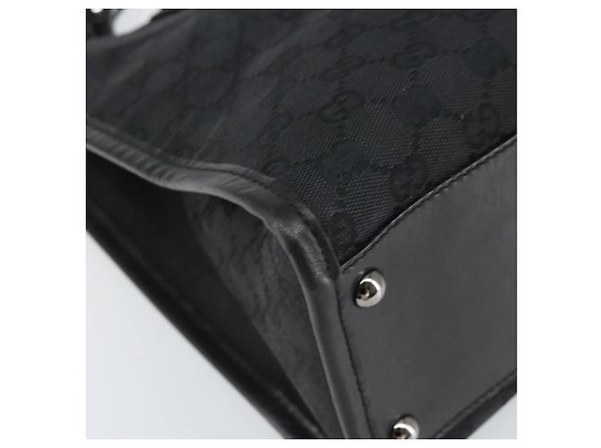 Borsa a mano in tela GG Gucci Nera Argento 110292 Auth hk3496 Nero - vista 14