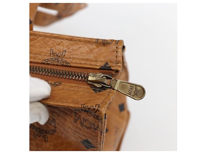 Borsa a Spalla MCM Vicetos Logogram in Pelle PVC Marrone Oro Auth BA10851 D'oro - vista 10