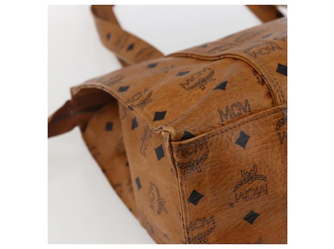 Borsa a Spalla MCM Vicetos Logogram in Pelle PVC Marrone Oro Auth BA10851 D'oro - vista 16