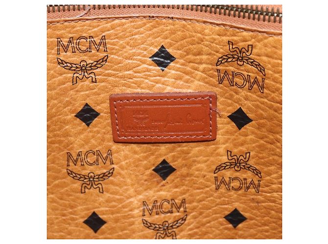 Borsa a Spalla MCM Vicetos Logogram in Pelle PVC Marrone Oro Auth BA10851 D'oro - vista 17