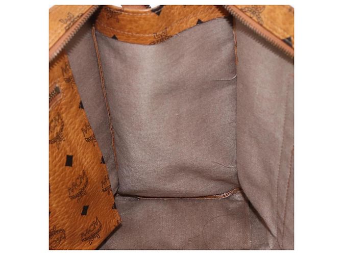 Borsa a Spalla MCM Vicetos Logogram in Pelle PVC Marrone Oro Auth BA10851 D'oro - vista 18