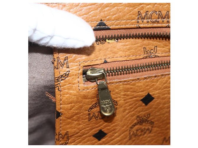 Borsa a Spalla MCM Vicetos Logogram in Pelle PVC Marrone Oro Auth BA10851 D'oro - vista 20