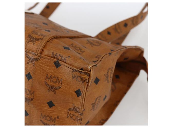 Borsa a Spalla MCM Vicetos Logogram in Pelle PVC Marrone Oro Auth BA10851 D'oro - vista 9