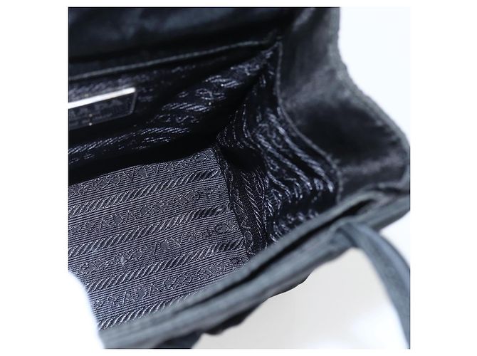 PRADA Borsa a mano in nylon nero Auth ti3686 - vista 17