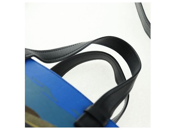 LOEWE Anagram Amazona 75 Bolso de Mano de Cuero 2 en 1 Azul Plata Auth 149898SM - vista 14