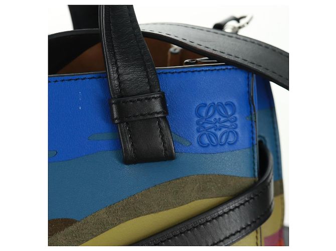 LOEWE Anagram Amazona 75 Bolso de Mano de Cuero 2 en 1 Azul Plata Auth 149898SM - vista 20