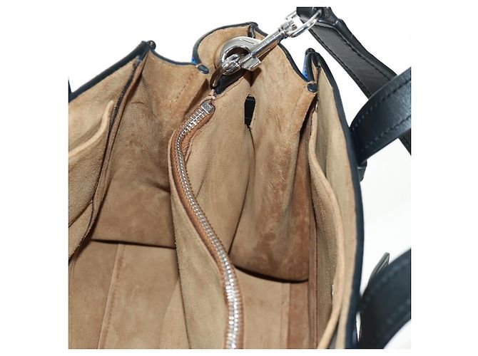 LOEWE Anagram Amazona 75 Bolso de Mano de Cuero 2 en 1 Azul Plata Auth 149898SM - vista 22