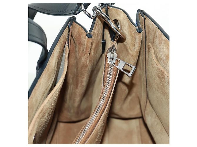 LOEWE Anagram Amazona 75 Bolso de Mano de Cuero 2 en 1 Azul Plata Auth 149898SM - vista 23