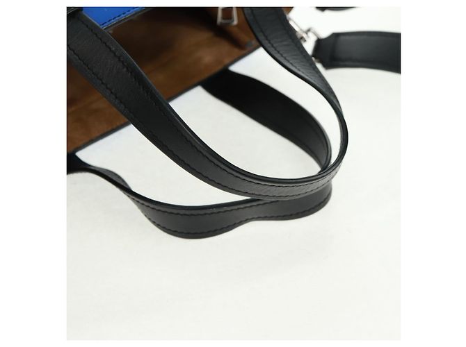 LOEWE Anagram Amazona 75 Bolso de Mano de Cuero 2 en 1 Azul Plata Auth 149898SM - vista 8