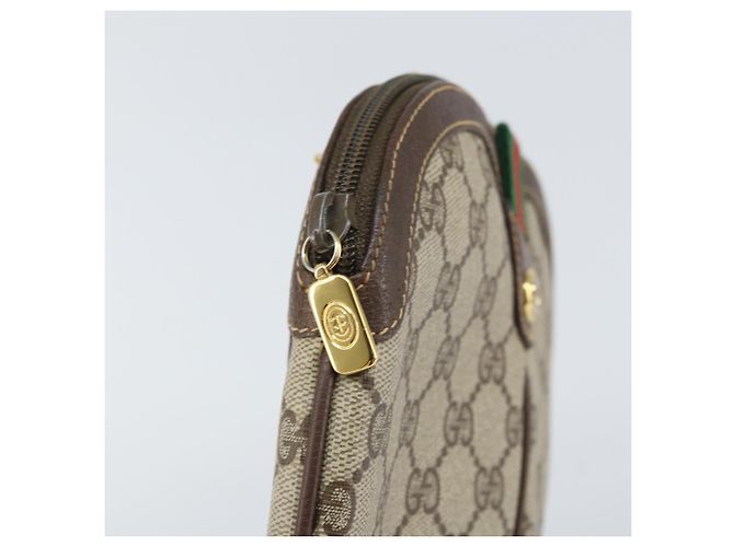 Borsa Gucci GG Supreme Web Sherry Line in PVC Beige Oro 904 02 047 Auth BA10402 D'oro - vista 10