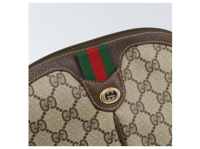 Borsa Gucci GG Supreme Web Sherry Line in PVC Beige Oro 904 02 047 Auth BA10402 D'oro - vista 17