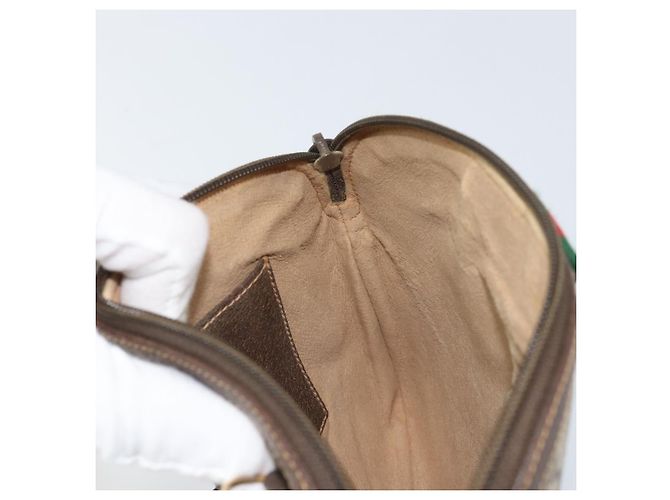 Borsa Gucci GG Supreme Web Sherry Line in PVC Beige Oro 904 02 047 Auth BA10402 D'oro - vista 19