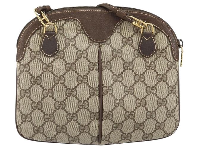 Borsa Gucci GG Supreme Web Sherry Line in PVC Beige Oro 904 02 047 Auth BA10402 D'oro - vista 2
