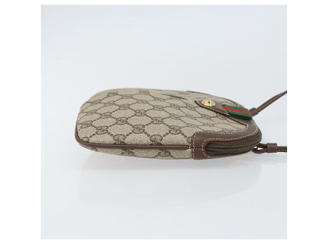 Borsa Gucci GG Supreme Web Sherry Line in PVC Beige Oro 904 02 047 Auth BA10402 D'oro - vista 3