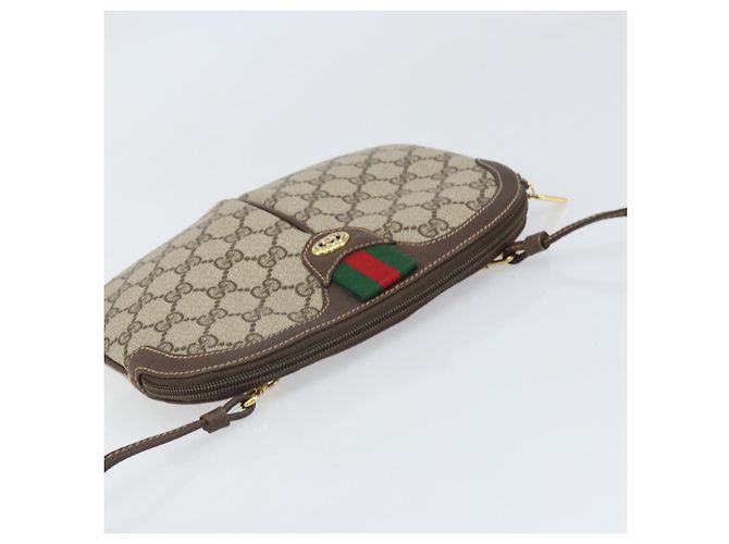 Borsa Gucci GG Supreme Web Sherry Line in PVC Beige Oro 904 02 047 Auth BA10402 D'oro - vista 6
