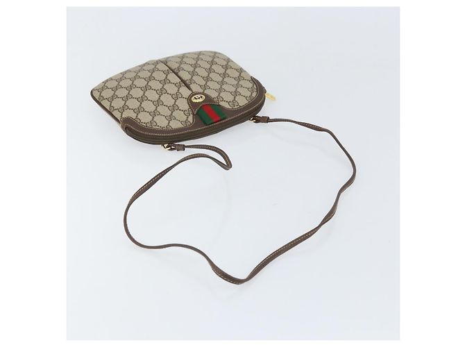 Borsa Gucci GG Supreme Web Sherry Line in PVC Beige Oro 904 02 047 Auth BA10402 D'oro - vista 7