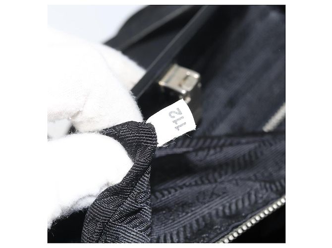 Borsa Tote Prada in Nylon Nero Argento Auth ti3730 - vista 12