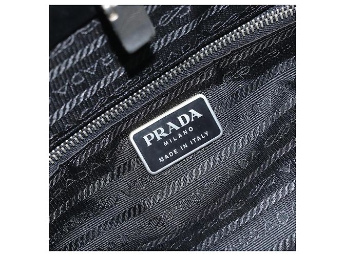 Borsa Tote Prada in Nylon Nero Argento Auth ti3730 - vista 19