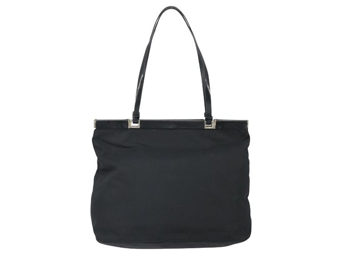 Borsa Tote Prada in Nylon Nero Argento Auth ti3730 - vista 2