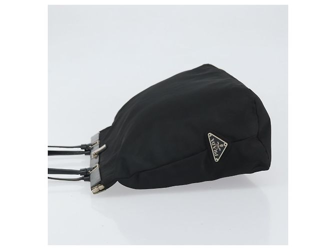 Borsa Tote Prada in Nylon Nero Argento Auth ti3730 - vista 4