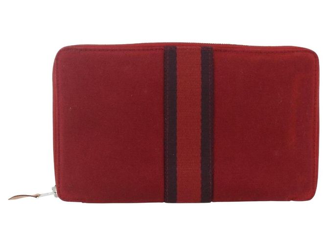 Hermès HERMES Fourre Tout Perth GM Portafoglio Lungo Canvas Rosso Auth ti3698 - vista 13