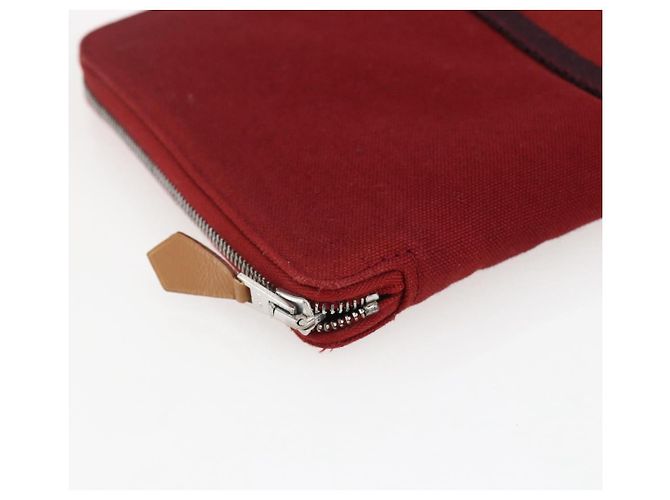 Hermès HERMES Fourre Tout Perth GM Portafoglio Lungo Canvas Rosso Auth ti3698 - vista 14