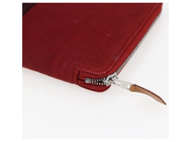 Hermès HERMES Fourre Tout Perth GM Portafoglio Lungo Canvas Rosso Auth ti3698 - vista 15