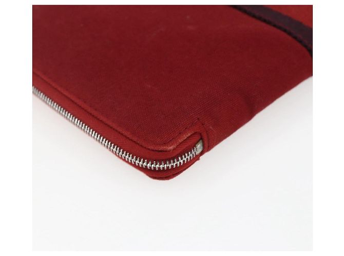 Hermès HERMES Fourre Tout Perth GM Portafoglio Lungo Canvas Rosso Auth ti3698 - vista 16