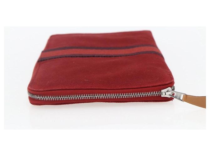 Hermès HERMES Fourre Tout Perth GM Portafoglio Lungo Canvas Rosso Auth ti3698 - vista 3