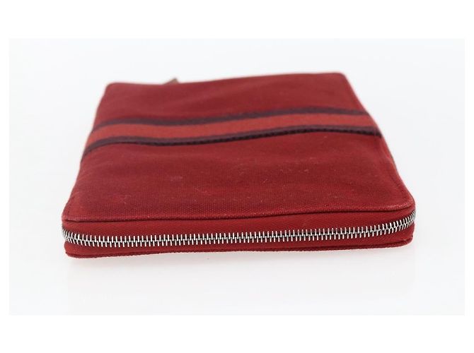Hermès HERMES Fourre Tout Perth GM Portafoglio Lungo Canvas Rosso Auth ti3698 - vista 4