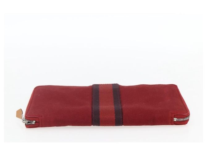 Hermès HERMES Fourre Tout Perth GM Portafoglio Lungo Canvas Rosso Auth ti3698 - vista 6