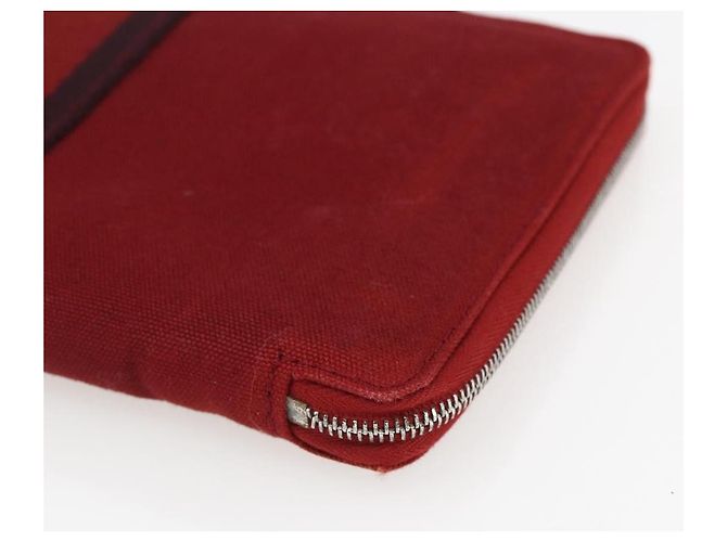 Hermès HERMES Fourre Tout Perth GM Portafoglio Lungo Canvas Rosso Auth ti3698 - vista 7