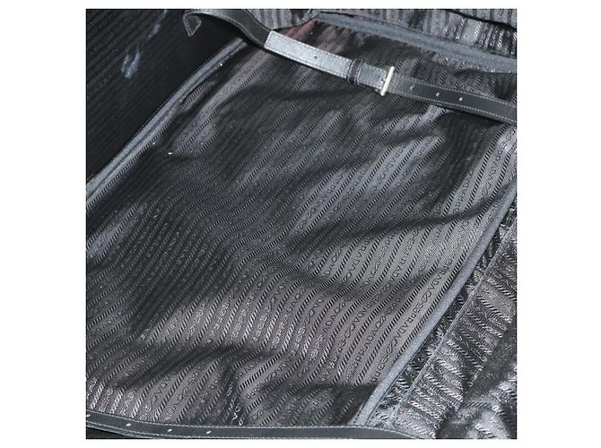 PRADA Custodia Valigia Nylon Pelle Nera Argento Auth 165055 Nero - vista 10