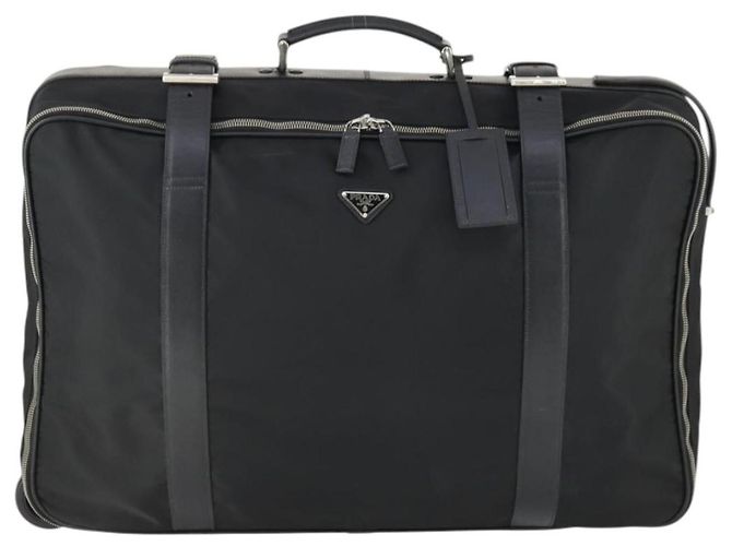 PRADA Custodia Valigia Nylon Pelle Nera Argento Auth 165055 Nero - vista 13