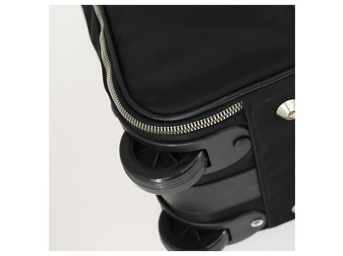 PRADA Custodia Valigia Nylon Pelle Nera Argento Auth 165055 Nero - vista 15