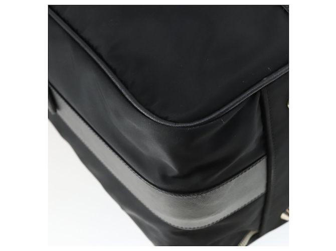 PRADA Custodia Valigia Nylon Pelle Nera Argento Auth 165055 Nero - vista 16