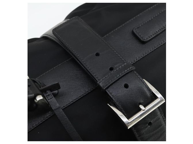 PRADA Custodia Valigia Nylon Pelle Nera Argento Auth 165055 Nero - vista 19