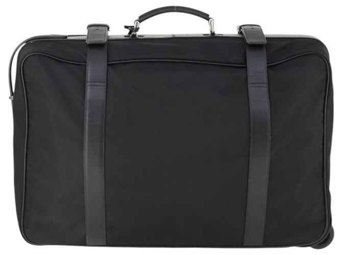 PRADA Custodia Valigia Nylon Pelle Nera Argento Auth 165055 Nero - vista 2