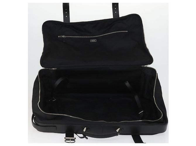 PRADA Custodia Valigia Nylon Pelle Nera Argento Auth 165055 Nero - vista 21