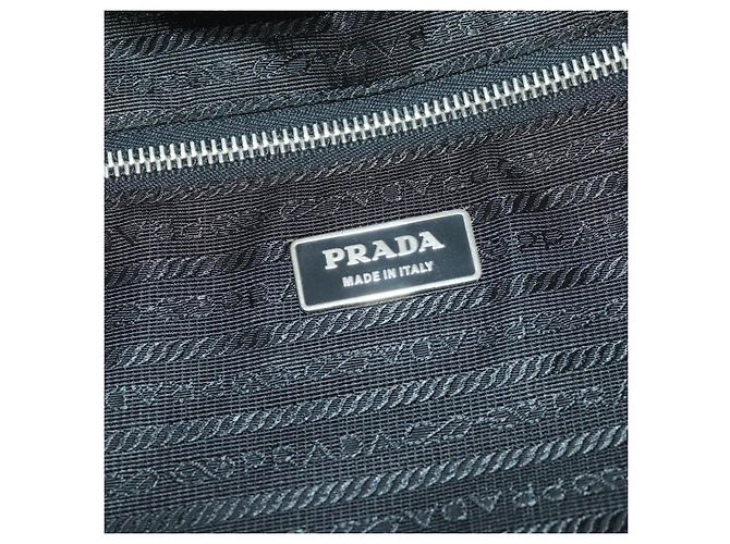 PRADA Custodia Valigia Nylon Pelle Nera Argento Auth 165055 Nero - vista 23