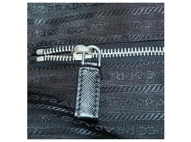 PRADA Custodia Valigia Nylon Pelle Nera Argento Auth 165055 Nero - vista 24