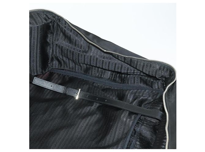 PRADA Custodia Valigia Nylon Pelle Nera Argento Auth 165055 Nero - vista 26